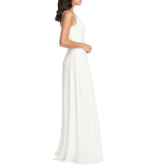 NEW DRESS THE POPULATION Cambria WHITE Chiffon TIE BODICE Flowing DRESS Gown S - Picture 11 of 12